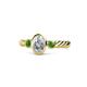 1 - Carolyn 0.49 ctw Natural GIA Certified Diamond Oval Shape (6x4 mm) With Side Green Garnet Three Stone Rope Ring  