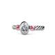 1 - Carolyn 0.46 ctw Natural GIA Certified Diamond Oval Shape (6x4 mm) With Side Pink Tourmaline Three Stone Rope Ring  