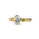 1 - Carolyn 0.45 ctw Natural GIA Certified Diamond Oval Shape (6x4 mm) With Side Citrine Three Stone Rope Ring  