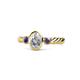 1 - Carolyn 0.45 ctw Natural GIA Certified Diamond Oval Shape (6x4 mm) With Side Iolite Three Stone Rope Ring  