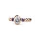 1 - Carolyn 0.45 ctw Natural GIA Certified Diamond Oval Shape (6x4 mm) With Side Iolite Three Stone Rope Ring  