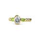 1 - Carolyn 0.45 ctw Natural GIA Certified Diamond Oval Shape (6x4 mm) With Side Peridot Three Stone Rope Ring  