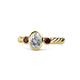 1 - Carolyn 0.49 ctw Natural GIA Certified Diamond Oval Shape (6x4 mm) With Side Red Garnet Three Stone Rope Ring  