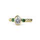 1 - Carolyn 0.45 ctw Natural GIA Certified Diamond Oval Shape (6x4 mm) With Side Emerald Three Stone Rope Ring  