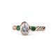 1 - Carolyn 0.45 ctw Natural GIA Certified Diamond Oval Shape (6x4 mm) With Side Emerald Three Stone Rope Ring  