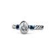 1 - Carolyn 0.48 ctw Natural GIA Certified Diamond Oval Shape (6x4 mm) With Side Blue Diamond Three Stone Rope Ring  