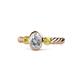 1 - Carolyn 0.48 ctw Natural GIA Certified Diamond Oval Shape (6x4 mm) With Side Yellow Diamond Three Stone Rope Ring  