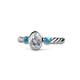1 - Carolyn 0.47 ctw Natural GIA Certified Diamond Oval Shape (6x4 mm) With Side London Blue Topaz Three Stone Rope Ring  