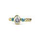 1 - Carolyn 0.47 ctw Natural GIA Certified Diamond Oval Shape (6x4 mm) With Side London Blue Topaz Three Stone Rope Ring  