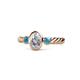 1 - Carolyn 0.47 ctw Natural GIA Certified Diamond Oval Shape (6x4 mm) With Side London Blue Topaz Three Stone Rope Ring  