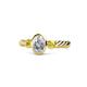1 - Carolyn 0.48 ctw Natural GIA Certified Diamond Oval Shape (6x4 mm) With Side Yellow Sapphire Three Stone Rope Ring  