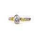 1 - Carolyn 0.48 ctw Natural GIA Certified Diamond Oval Shape (6x4 mm) With Side Yellow Sapphire Three Stone Rope Ring  