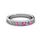 2 - Kathiryn 3.00 mm Pink Sapphire and Diamond 7 Stone Wedding Band 