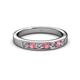 2 - Kathiryn 3.00 mm Pink Tourmaline and Diamond 7 Stone Wedding Band 