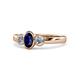 1 - Caron Oval Cut Blue Sapphire and Diamond Three Stone Engagement Ring 
