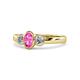 1 - Caron Oval Cut Pink Sapphire and Diamond Three Stone Engagement Ring 