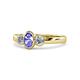 1 - Caron Oval Cut Tanzanite and Diamond Three Stone Engagement Ring 