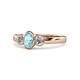 1 - Caron Oval Cut Aquamarine and Diamond Three Stone Engagement Ring 