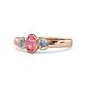 1 - Caron Oval Cut Pink Tourmaline and Diamond Three Stone Engagement Ring 