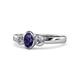 1 - Caron Oval Cut Iolite and Diamond Three Stone Engagement Ring 