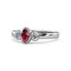 1 - Caron Oval Cut Rhodolite Garnet and Diamond Three Stone Engagement Ring 