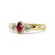 1 - Caron Oval Cut Rhodolite Garnet and Diamond Three Stone Engagement Ring 