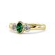1 - Caron Oval Cut Emerald and Diamond Three Stone Engagement Ring 