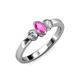 2 - Caron Oval Cut Pink Sapphire and Diamond Three Stone Engagement Ring 