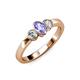 2 - Caron Oval Cut Tanzanite and Diamond Three Stone Engagement Ring 