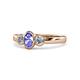 1 - Caron Oval Cut Tanzanite and Diamond Three Stone Engagement Ring 