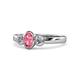 1 - Caron Oval Cut Pink Tourmaline and Diamond Three Stone Engagement Ring 