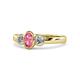 1 - Caron Oval Cut Pink Tourmaline and Diamond Three Stone Engagement Ring 