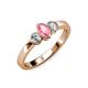2 - Caron Oval Cut Pink Tourmaline and Diamond Three Stone Engagement Ring 