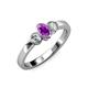 2 - Caron Oval Cut Amethyst and Diamond Three Stone Engagement Ring 