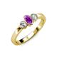 2 - Caron Oval Cut Amethyst and Diamond Three Stone Engagement Ring 