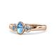 1 - Caron Oval Cut Blue Topaz and Diamond Three Stone Engagement Ring 