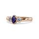 1 - Caron Oval Cut Iolite and Diamond Three Stone Engagement Ring 