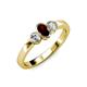 2 - Caron Oval Cut Red Garnet and Diamond Three Stone Engagement Ring 