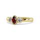 1 - Caron Oval Cut Red Garnet and Diamond Three Stone Engagement Ring 