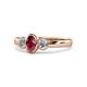 1 - Caron Oval Cut Rhodolite Garnet and Diamond Three Stone Engagement Ring 