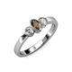 2 - Caron Oval Cut Smoky Quartz and Diamond Three Stone Engagement Ring 