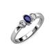 2 - Caron Oval Cut Blue Sapphire and Diamond Three Stone Engagement Ring 
