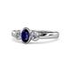 1 - Caron Oval Cut Blue Sapphire and Diamond Three Stone Engagement Ring 