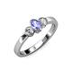 2 - Caron Oval Cut Tanzanite and Diamond Three Stone Engagement Ring 
