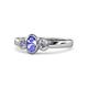 1 - Caron Oval Cut Tanzanite and Diamond Three Stone Engagement Ring 