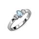 2 - Caron Oval Cut Aquamarine and Diamond Three Stone Engagement Ring 