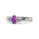 1 - Caron Oval Cut Amethyst and Diamond Three Stone Engagement Ring 