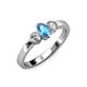 2 - Caron Oval Cut Blue Topaz and Diamond Three Stone Engagement Ring 
