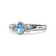 1 - Caron Oval Cut Blue Topaz and Diamond Three Stone Engagement Ring 
