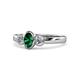 1 - Caron Oval Cut Emerald and Diamond Three Stone Engagement Ring 